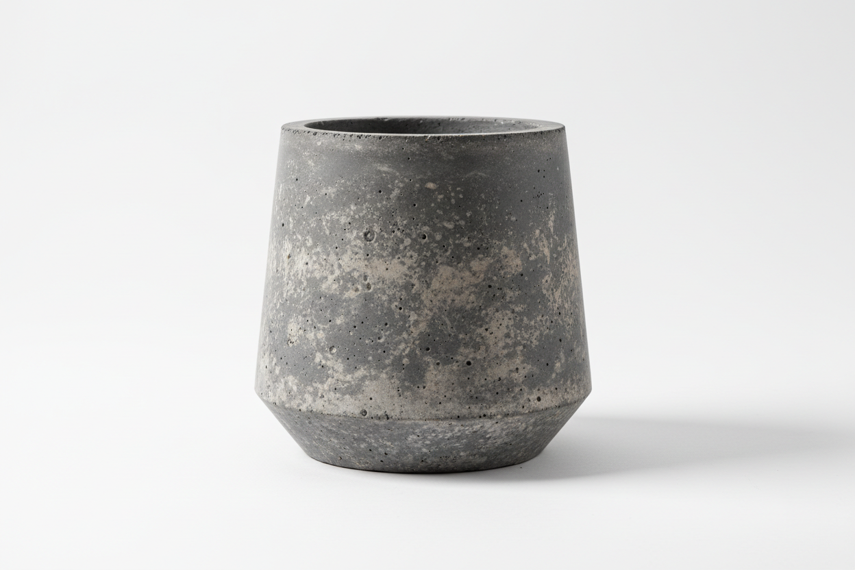 Dark grey cement pot