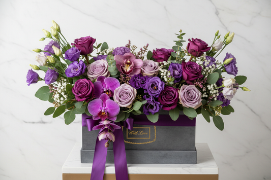 Purple Éclat Box flowers