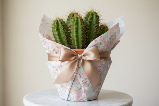 Spiky cactus wrapped as gift